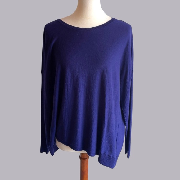 Eileen Fisher 100% merino wool lightweight blue sweater large - Picture 6 of 10